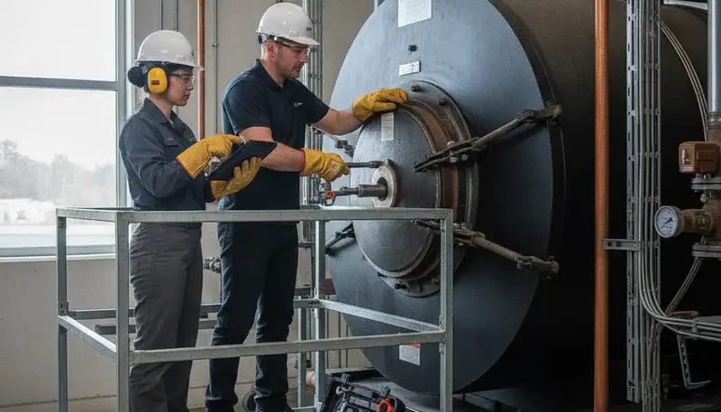 Boiler repair technician servicing a Memphis, TN home heating system