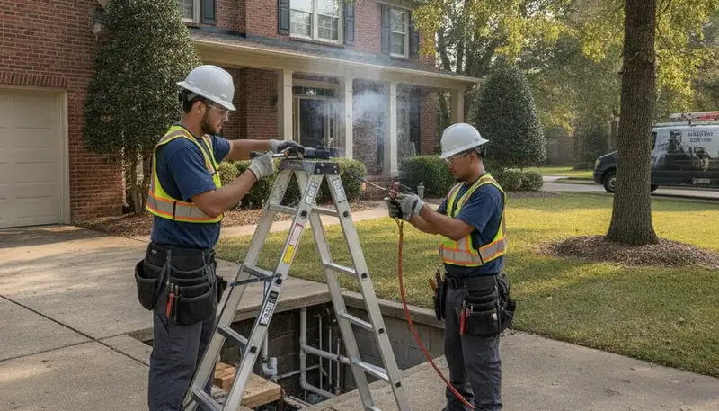 Emergency plumber repairing a pipe in Memphis, TN for residential plumbing service