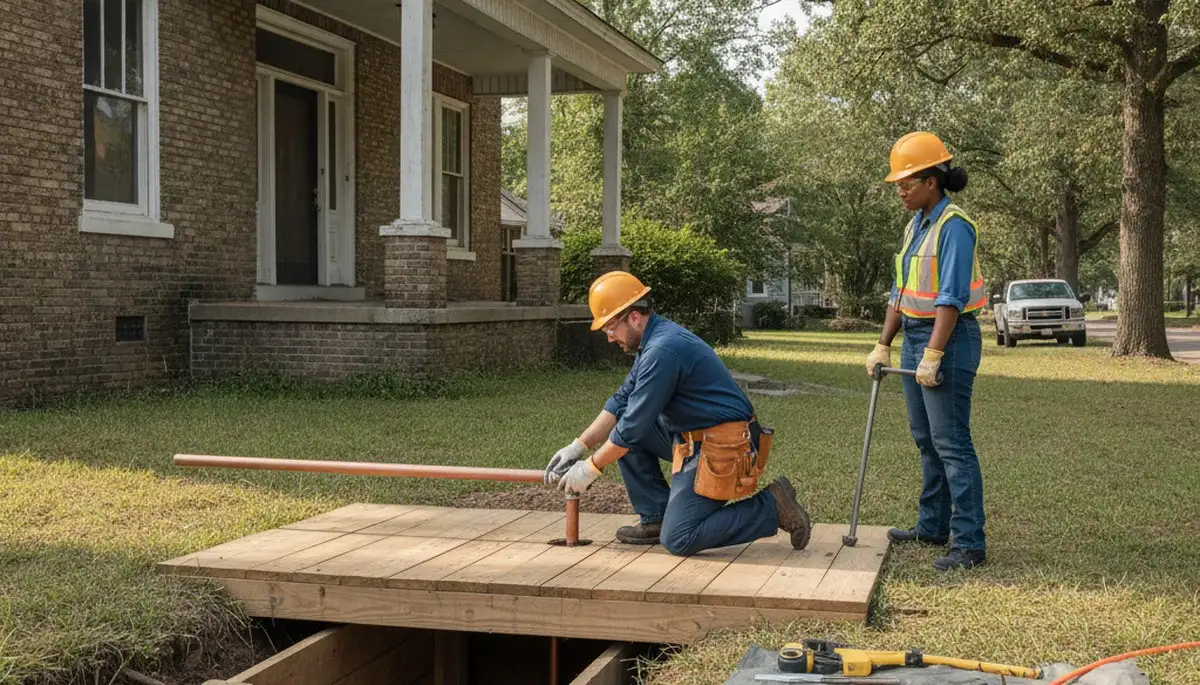 Emergency plumber in Memphis, TN repairing a residential plumbing leak