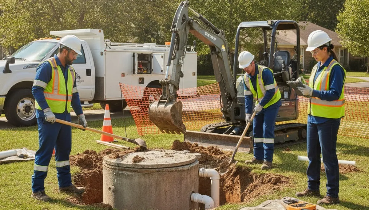 Septic repair plumber inspecting system in Memphis, TN for drainage and seasonal strain issues
