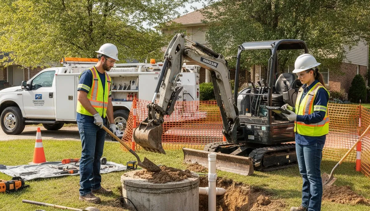 Memphis, TN septic repair plumber inspecting home sewer lines for emergency service