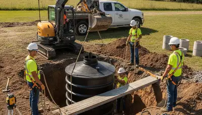 Septic tank installation service for Memphis, TN homeowners with site prep and final connection