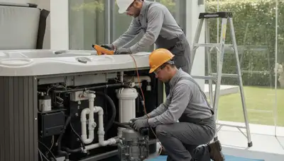 Memphis, TN plumber repairing a spa for reliable home spa service