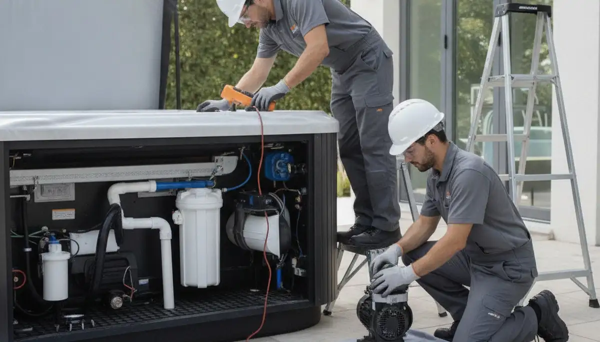 Memphis, TN spa repair plumber servicing a home spa for fast, reliable plumbing support