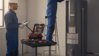 Emergency plumber repairing water heater for Memphis, TN home service