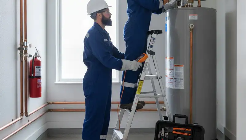 Memphis, TN plumber repairing a water heater for emergency home service